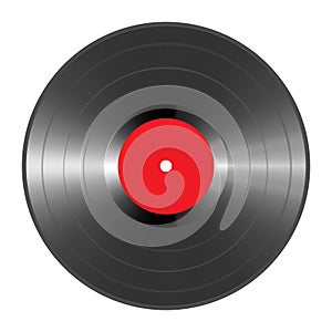 Black Vinyl Record on White Background