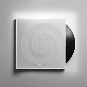 Black vinyl record on a white background. 3d rendering. Mock up.