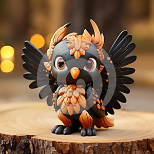 Black Vinyl Toy Figurine With Glowing Candle: Cute Cartoonish Design