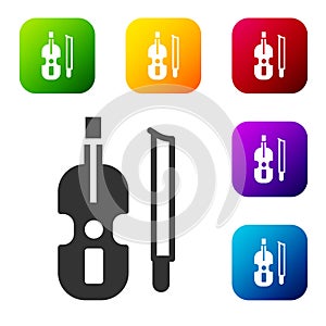 Black Violin icon isolated on white background. Musical instrument. Set icons in color square buttons. Vector