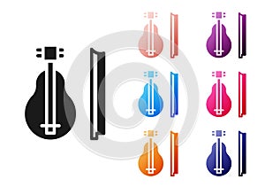 Black Violin icon isolated on white background. Musical instrument. Set icons colorful. Vector