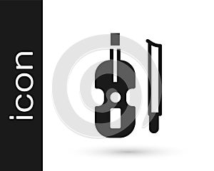 Black Violin icon isolated on white background. Musical instrument. Vector