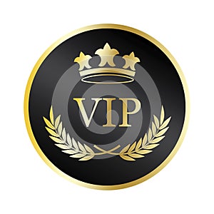 black vip circle crown. Certificate design. Elegant luxury. Vector illustration. Stock image.