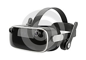 Black virtual reality headset isolated on white background