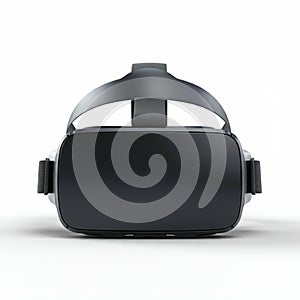 Black virtual reality headset with a smooth, glossy front panel. Features adjustable