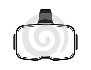 Black virtual reality headset on white background