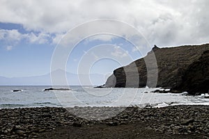 Black volcanic beach