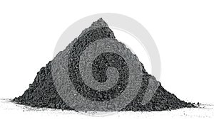 Black volcanic clay powder isolated on white background. Clay powder for cosmetic procedures