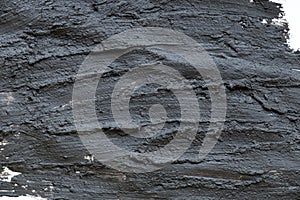 Black volcanic cosmetic clay texture close up. solution of cosmetic clay abstract background