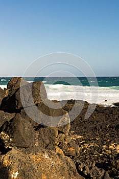 Black volcanic rocks on Lanzarote