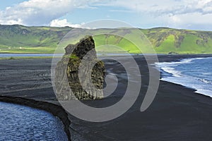 Black volcanic sand beach at Dyrholaey, Iceland photo