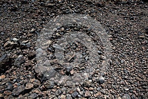 Black volcanic stones soil texture