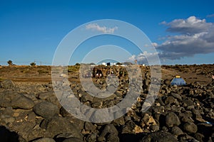 Black volcanic tuff on the island of Tenerife near Las Galletas