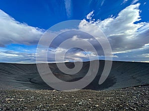 Black vulcano of Hverfjall Crater photo