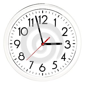 Black wall clock. Isolated on white background.