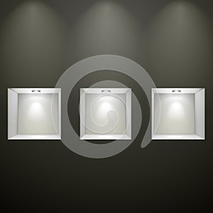 Black wall with empty niches