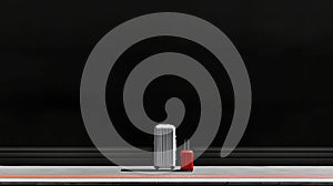 A black wall with a red stripe in the foreground.