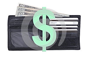 Black Wallet with Exposed American Cash