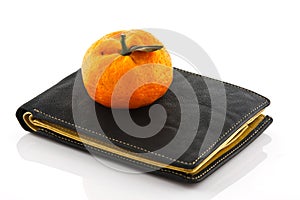 Black wallet on white isolated