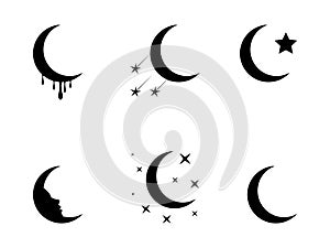 Black Waning Crescent Moon Silhouette