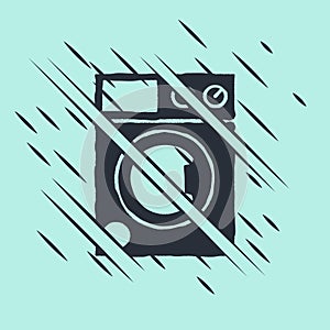 Black Washer icon isolated on green background. Washing machine icon. Clothes washer - laundry machine. Home appliance