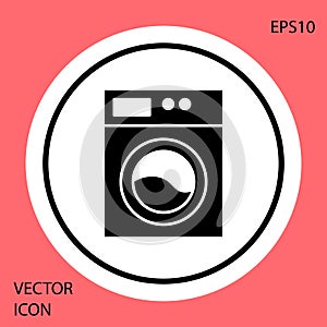 Black Washer icon isolated on red background. Washing machine icon. Clothes washer - laundry machine. Home appliance