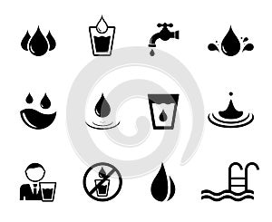Black water concept icons