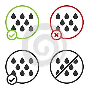 Black Water drop icon isolated on white background. Circle button. Vector