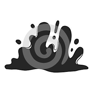 Black water splash. Abstract wet splatter drop for tattoo design, river wave ripple stain splash simple marine