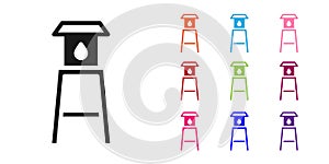 Black Water tower icon isolated on white background. Set icons colorful. Vector