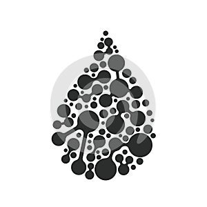 black waterdrop molecule technology icon vector concept design