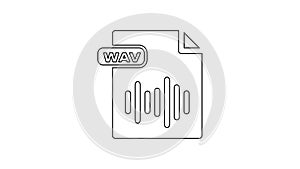 Black WAV file document. Download wav button line icon on white background. WAV waveform audio file format for digital