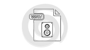 Black WAV file document. Download wav button line icon on white background. WAV waveform audio file format for digital