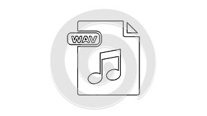 Black WAV file document. Download wav button line icon on white background. WAV waveform audio file format for digital