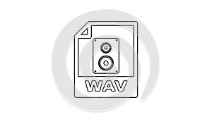 Black WAV file document icon. Download wav button line icon on white background. WAV waveform audio file format for