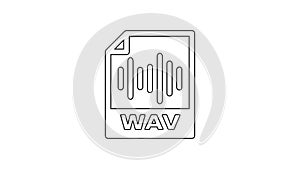 Black WAV file document icon. Download wav button line icon on white background. WAV waveform audio file format for