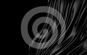 Black wavy background color splash, elegant classy design. 3d render