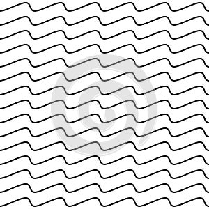 Black Wavy Line Seamless Pattern