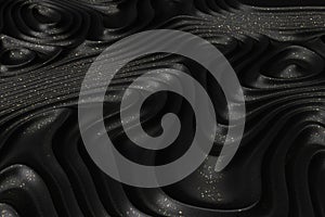 Black wavy textured abstract background