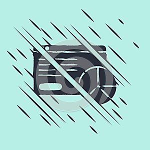 Black Web analytics information and development website statistic icon isolated on green background. Analysis