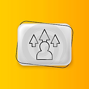 Black Web design and front end development icon isolated on yellow background. Silver rectangle button. Vector