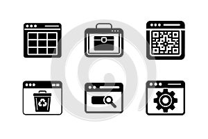 Black Web Functionality & Tools Icon Set