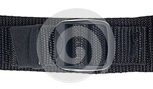 Black webbing with plastic tightener