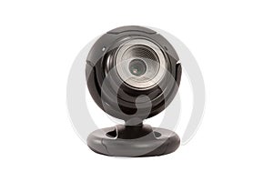 Black webcam on a white background