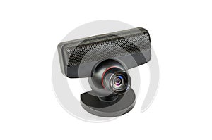 Black webcam on a white background