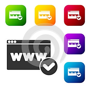 Black Website template icon isolated on white background. Internet communication protocol. Set icons in color square
