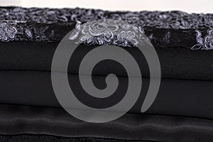 Black wedding woman dress fabric detail