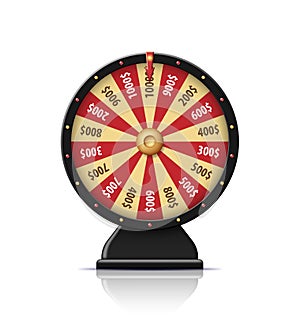 Black wheel of fortune 3d object isolated on white