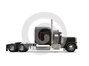 Black 18 wheeler truck - no trailer - side view photo
