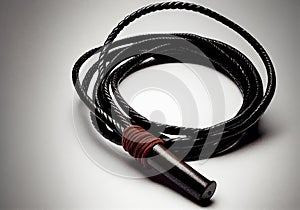 black whip on a white background.